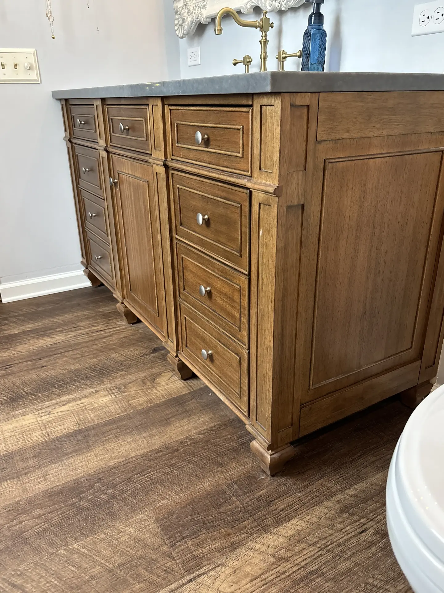 Full vanity with LVP flooring